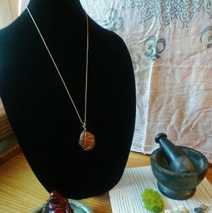 nwt riverstone wire wrapped necklace boho